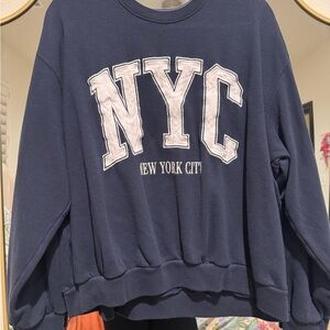 Hollister Navy Blue NYC Women's Crew Neck Sweater